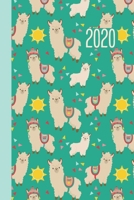 2020 Planner: Simple On-The-Go Yearly, Monthly, and Weekly Organizer, Appointment Calendar, and Lined Journal | Whimsical Llama Pattern Cover Design in Green 1673255604 Book Cover