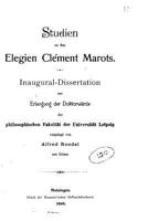 Studien Zu Den Elegien Cl�ment Marots 153073245X Book Cover