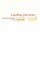 A Critic's Journey: Literary Reflections, 1958-1998 0300080433 Book Cover