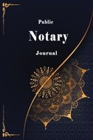 Notary Journal: Records Official Journal Large Entries BookNotarial acts records events LogNotary Template Receipt Book Paperback Glossy Cover Golden Mandala Dark Blue Background 1679388231 Book Cover