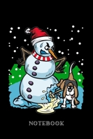 Notebook: Dog pees at Snowman 1704880645 Book Cover