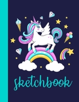 Sketchbook: Cute Unicorn for Drawing, Writing, Painting and Sketching Large Blank Sketchbook for Girls and Teacher Daily Creative Writing Journal, 110 Pages, 8. 5 X 11 , for Drawing, Sketching and Cra 1677417412 Book Cover