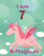 Unicorn SketchBook: I Am 7 & Magical With Unicorn Inside More Space for Sketching and Drawing and Writing Journal for Kids and Girls Marble Size 8.5in x 11in with 110 Pages 1654369705 Book Cover