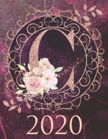 2020 Weekly Planner - Monogram Initial C: 12-Month Large Print Rose Gold Glitter Purple Letter-Sized A4 Schedule Organizer by 52 Week Cornell Notes Monthly Calendar Designed in USA floral purple scrol 1651068348 Book Cover