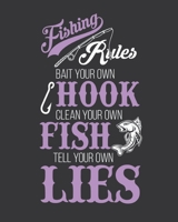 Fishing rules bait your own hook clean your own fish tell your own lies: Notebook lined pages 8 x 10 inch @ 100 pages 170606506X Book Cover