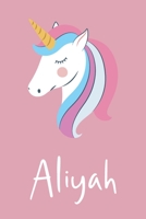 Aliyah: Personalized Unicorn Sketchbook For Girls And kids With Customized Name, Birthday Gift Idea, 120 Pages of  6" x 9" Blank Paper for Drawing, Sketching, Doodling (Sketch Books For Kids) 165490029X Book Cover