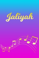 Jaliyah: Sheet Music Note Manuscript Notebook Paper Pink Blue Gold Personalized Letter J Initial Custom First Name Cover Musician Composer Instrument Composition Book 12 Staves a Page Staff Line Notep 1706641583 Book Cover