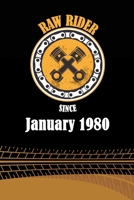Raw Rider Since January 1980: Initial Raw Rider Since January 1980 Notebook for Motorcycle Rider, Black & Yellow 6 x 9 with 120 pages Soft Matte Cover 1671306597 Book Cover
