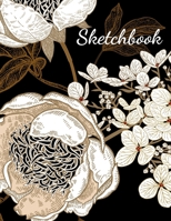 Sketchbook: 8.5X11 inches notebook, blank page journal , 100 pages plank paper for sketcher, girls , women , flower lover , lovely and beautiful ... collection white flowers in black cover 1670275957 Book Cover