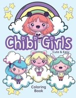 Chibi Girls Cute & Easy Coloring Book: New! Adorable Kawaii Coloring Book With Lovable Chibi Girls, Cuddly Animals, and Positive Affirmations B08F6RC8HH Book Cover