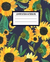 Composition Notebook: Sunflower Navy College Ruled Journal (7.5"x9.2") 100 Pages, Blank Lined Book to Write in Notes for Girls and Women 1086049594 Book Cover
