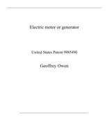 Electric motor or generator: United States Patent 9985490 B08QX77LPR Book Cover