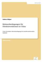 Rahmenbedingungen Fur Direktinvestitionen in China 3838611276 Book Cover