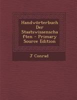 Handwörterbuch Der Staatswissenschaften 1289688397 Book Cover