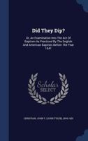 Did They Dip? 1016108265 Book Cover