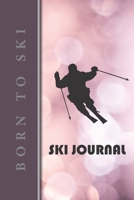 Ski Journal: v2-5 Ski lined notebook gifts for a skiier skiing books for kids, men or woman who loves ski composition notebook 111 pages 6x9 Paperback bright pink background with black skier silhouett 1676444912 Book Cover