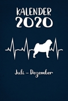 Kalender 2020: Blauer Tageskalender Mops Herzschlag Hunde 2. Halbjahr Juli Dezember ca DIN A5 weiß über 190 Seiten 1650668937 Book Cover