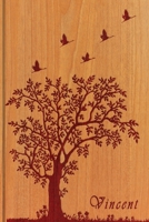 Vincent: Personalized Name Engraved Wooden with Tree & Zen Embossed Inspired College Lined Notebook Journal Diary & Note Taking Many Usage Handy Travel Size Perfect Personal Touch Gift for Male Friend 1711942006 Book Cover