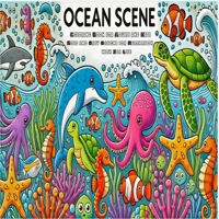 Ocean Scene: Coloring Book for Adults and Kids, Bold and Easy Designs for Relaxation with Sea Life 1998050580 Book Cover