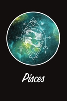 Zodiac Journal: Beautiful Pisces Line Drawing With Sacred Geometry Accent On A Yellow and Green Constellation 1692569848 Book Cover