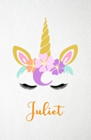 Juliet A5 Lined Notebook 110 Pages: Funny Blank Journal For Lovely Magical Unicorn Face Dream Family First Name Middle Last Surname. Unique Student Teacher Scrapbook/ Composition Great For Home School 1706398786 Book Cover