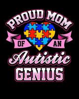 Proud Mom Of An Autistic Genius: College Rule Composition Notebook 100 Pages Autism Awareness 1080153772 Book Cover