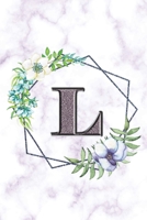 L: Personalized Dot Grid Bullet BUJO Notebook Journal Modern white Marble Floral Silver Initial Monogram Letter L- Many Usage Handy Travel Size For Women Teens 1704409861 Book Cover