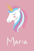 Maria: Personalized Unicorn Sketchbook For Girls And kids With Customized Name, Birthday Gift Idea, 120 Pages of  6" x 9" Blank Paper for Drawing, Sketching, Doodling (Sketch Books For Kids) 1654882240 Book Cover