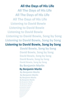 All the Days Of His Life: Listening to David Bowie, Song by Song B0FWYDR3YQ Book Cover