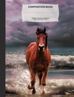 Stormy Beach Horse Composition Notebook, Wide Ruled: Composition Book, School Supplies Cute Notebooks, Student Exercise Books, 100 Sheets / 200 Pages, 9-3/4 X 7-1/2 (Wild Horses Designs) (Animal Noteb 1718997388 Book Cover