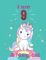 Unicorn SketchBook: I Am 9 & Magical With Unicorn Inside More Space for Sketching and Drawing and Writing Journal for Kids and Girls Marble Size 8.5in x 11in with 110 Pages 1654361895 Book Cover
