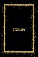 Henry: Name Henry Monogram Notebook - 120 Pages - Size 6x9, Soft Cover, Matte Finish- Gold Confetti Glitter Monogram Blank Lined Note Book, Writing Pad, Journal or Diary Kids, Girls Men & Women 1660331765 Book Cover