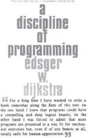 A Discipline of Programming (Prentice-Hall Series in Automatic Computation) 013215871X Book Cover