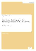 Aspekte Der Einbringung in Eine Personengesellschaft Nach 24 Umwstg 3956368614 Book Cover