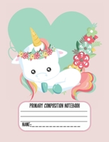 Primary Composition Notebook: Cute Baby Unicorn Composition Notebook for Girls (7.44x9.69) Dotted Midline 1086973615 Book Cover