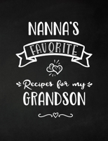 Nanna's Favorite, Recipes for My Grandson: Keepsake Recipe Book, Family Custom Cookbook, Journal for Sharing Your Favorite Recipes, Personalized Gift, Chalkboard Black and White 1652423311 Book Cover