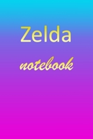 Zelda: Blank Notebook Wide Ruled Lined Paper Notepad Writing Pad Practice Journal Custom Personalized First Name Initial Z Blue Purple Gold Taking Class Notes, Homework, Studying School Homeschool & U 1670911381 Book Cover