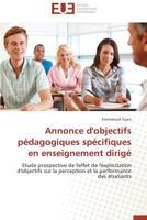 Annonce d'Objectifs Pédagogiques Spécifiques En Enseignement Dirigé 3841736181 Book Cover