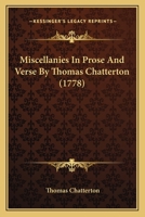Miscellanies In Prose And Verse By Thomas Chatterton 1166309789 Book Cover