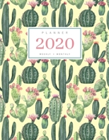 Planner 2020 Weekly Monthly: 8.5 x 11 Full Year Notebook Organizer Large 12 Months - Jan to Dec 2020 Watercolor Cactus Succulent Design Yellow 1698877226 Book Cover