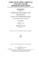 Funding for America COMPETES Act in the fiscal year 2009 administration budget request 1691353361 Book Cover