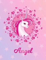 Angel: Unicorn Sheet Music Note Manuscript Notebook Paper - Magical Horse Personalized Letter I Initial Custom First Name Cover - Musician Composer Instrument Composition Book - 12 Staves a Page Staff 1705602932 Book Cover