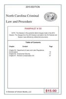 North Carolina Criminal Law and Procedure-Pamphlet 50 1502915480 Book Cover