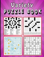 Variety Puzzle book: Large print Puzzle book! Soduko , word search , CodeWord and CrossWord 111 pages B091F3JDZM Book Cover