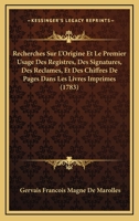Recherches Sur L'Origine Et Le Premier Usage Des Registres 2013606567 Book Cover