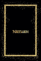 Nathan: Name Nathan Monogram Notebook - 120 Pages - Size 6x9, Soft Cover, Matte Finish- Gold Confetti Glitter Monogram Blank Lined Note Book, Writing Pad, Journal or Diary Kids, Girls Men & Women 1660419875 Book Cover