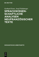 Sprachwissenschaftliche Analysen Neufranzosischer Texte 3484540273 Book Cover