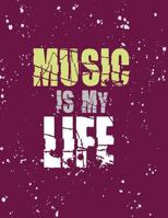 Music is my life: Music is my life on red cover and Dot Graph Line Sketch pages, Extra large (8.5 x 11) inches, 110 pages, White paper, Sketch, Draw and Paint 1724333216 Book Cover