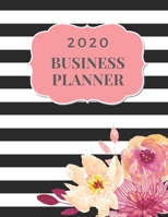 2020 Business Planner: Monthly Planner and Organizer 2020 with sales, expenses, budget, goals and more. Ideal for entrepreneurs, moms, women. 8.5 x 11in 120 pages black stripes with watercolor flowers 1703727959 Book Cover