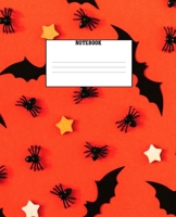 NoteBook: 7.5" x 9.25", 120 College Ruled Pages, Spooky Halloween Bats and Spiders Themed Cover with Matte Finish 1696930626 Book Cover